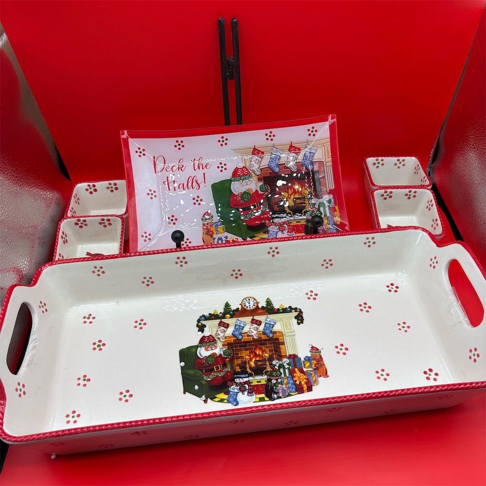 Temptations Holiday Stoneware ‎ 6 pieces Christmas Festive Multicolor oven safe